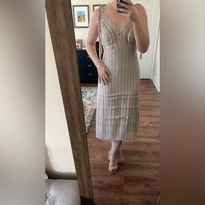 Light Blue Striped Midi Dress